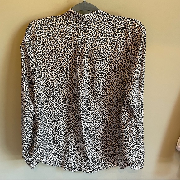 J Crew Leopard Print Silk Button Down Blouse Size 14 - Picture 7 of 7